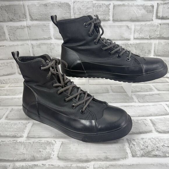 Hunter Unisex Dipped Canvas High-Top Sneakers Black Size M10/W12 - Picture 4 of 12